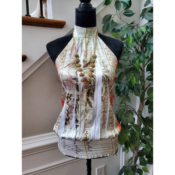 M.K.M Designs Women's Multicolor Polyester Halter Neck Sleeveless Top Blouse M - Picture 8 of 9